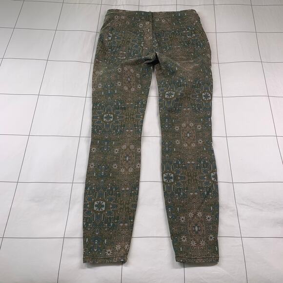 Anthropologie Pants Womens 26 Green Cadet Slim Utility Floral Casual High Rise - Picture 3 of 10